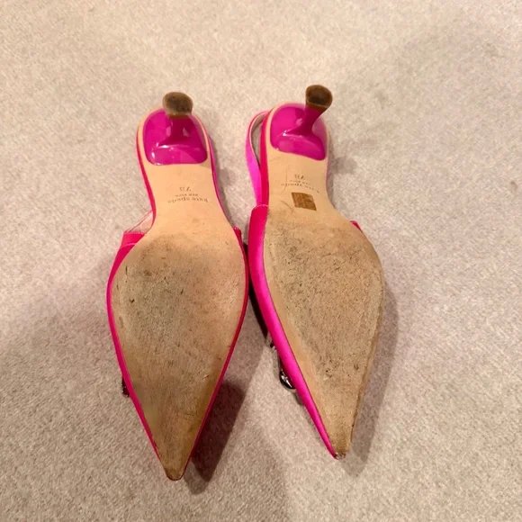Kate Spade Hot Pink Slingback Heels with Crystal Embellishment - Picture 6 of 6